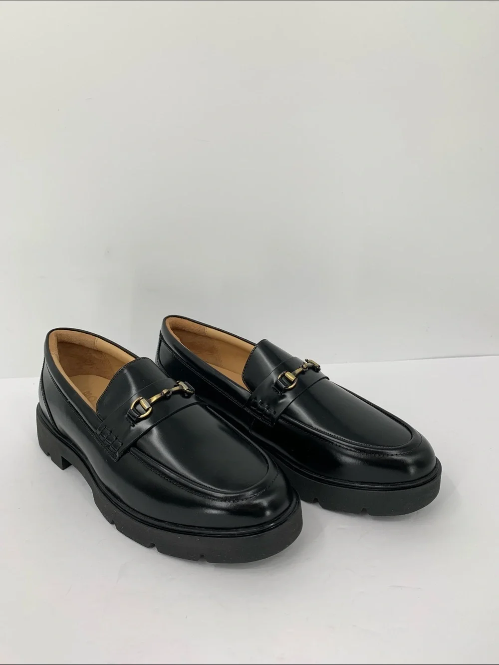 ABEO Boulevard Ornament chunky penny loafer shoe black leather bit preppy new 10